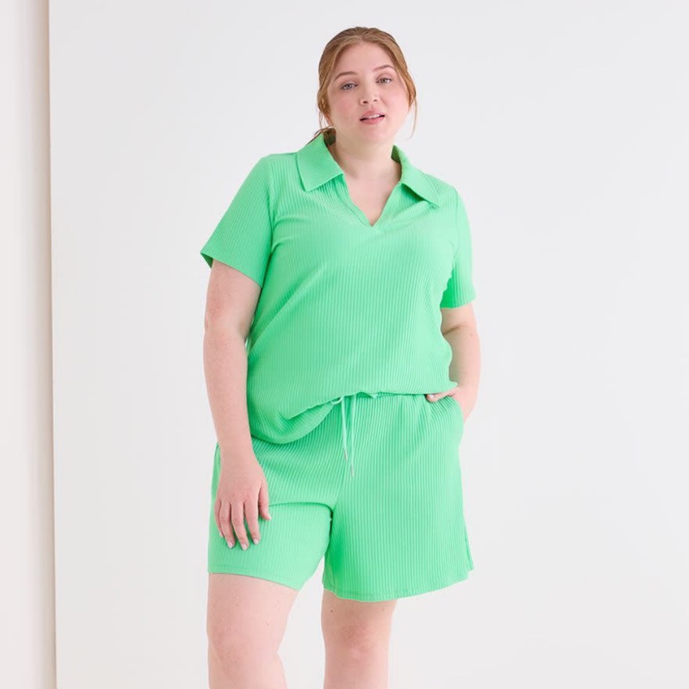 🆕 SEAFOAM GREEN RIBBED POLO SHIRT 🆕